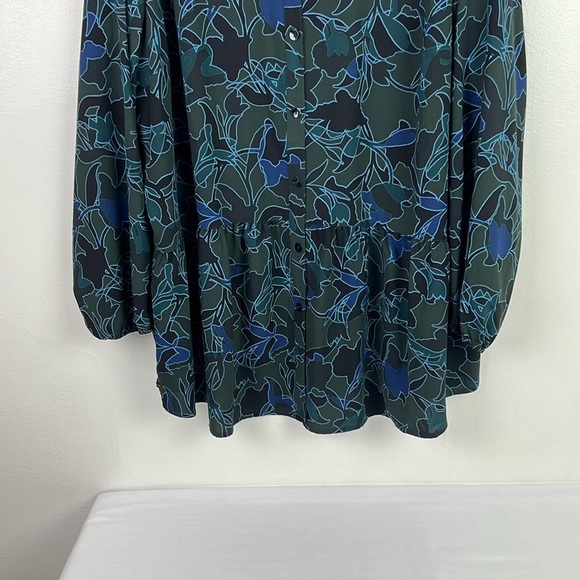 Logo By Lori Goldstein Women’s 1X Button Up Long Sleeve Print Tunic Blouse - Picture 5 of 7